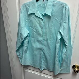 Foxcroft Aqua Button-Up Shirt